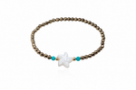 PULSEIRA MADREPÉROLA ESTRELA DO MAR, TURQUESA E HEMATITA