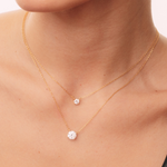 COLAR 45CM SOLITÁRIO MOISSANITE 8MM EM PRATA BANHO OURO AMARELO
