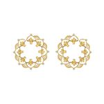 ARGOLA MANDALLA FRONTAL 40MM COM ABERTURA DIAMANTE BRANCO 1,5PT EM OURO AMARELO