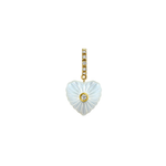 PINGENTE CORAÇÃO LUME EM MADREPEROLA COM DIAMANTE  OURO AMARELO