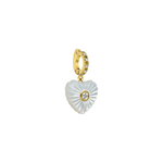 PINGENTE CORAÇÃO LUME EM MADREPEROLA COM DIAMANTE  OURO AMARELO