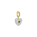 PINGENTE CORAÇÃO LUME MADREPEROLA COM TURMALINA ROSA E DIAMANTE EM OURO AMARELO
