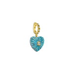 PINGENTE CORAÇÃO LUME EM TURQUESA COM DIAMANTE  OURO AMARELO