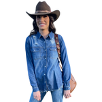 Camisa Jeans Escura Don't Touch My Ansata