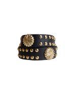 Cinto Tachas Flowers Black - Ouro AC