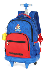 MOCHILA COM RODAS MARIO BROS AZUL 