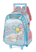 KIT MOCHILA COM RODAS AMIGOS DA HELLO KITTY AZUL CINNAMOROLL