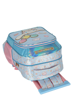 KIT MOCHILA COM RODAS AMIGOS DA HELLO KITTY AZUL CINNAMOROLL