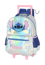 MOCHILA COM RODAS STITCH - PRATA HOLOGRÁFICO