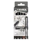 SET CANETA LYRA GRADUATE MANGAPEN PRETO E SEPIA C/ 05UN