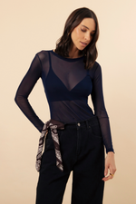 Blusa Feminina Segunda Pele Sem Gola Azul Marinho