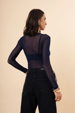 Blusa Feminina Segunda Pele Sem Gola Azul Marinho
