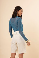 Blusa  Segunda Pele Gola Careca Azul Oceano