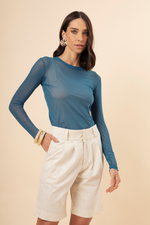 Blusa  Segunda Pele Gola Careca Azul Oceano