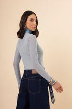 Blusa Segunda Pele  Gola Alta Azul Glacial