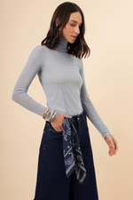 Blusa Segunda Pele  Gola Alta Azul Glacial