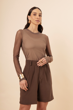 Blusa Feminina Segunda Pele Sem Gola Capuccino