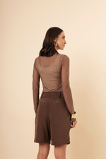 Blusa Feminina Segunda Pele Sem Gola Capuccino