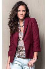 Blazer Feminino Jacquard E Mangas 7/8  Bordô P