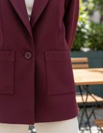 Blazer Feminino Jacquard E Mangas 7/8  Bordô P