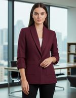 Blazer Feminino Jacquard E Mangas 7/8  Bordô P