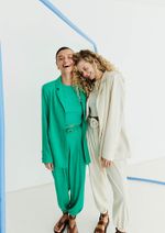 Blazer Feminino Alongado Em Linho Verde M