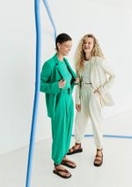 Blazer Feminino Alongado Em Linho Verde M