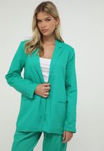 Blazer Feminino Alongado Em Linho Verde M