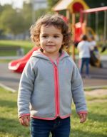 Jaqueta Bebê E Infantil Em Moletom Peluciado. Cinza Claro 9-12 M