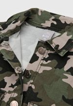 Jaqueta Sarja Verde Camuflado Infantil Menina Com Botões