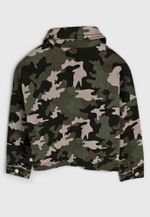 Jaqueta Sarja Verde Camuflado Infantil Menina Com Botões