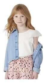 Jaqueta Menina Em Jeans De Algodão
