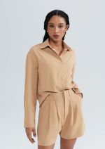 Camisa Feminina Manga Longa Em Crepe