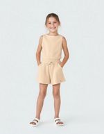 Conjunto Curto Infantil Menina Em Ribana Canelada