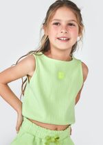 Conjunto Curto Infantil Menina Em Ribana Canelada