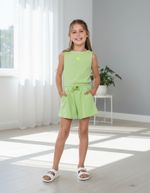 Conjunto Curto Infantil Menina Em Ribana Canelada