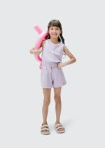 Conjunto Curto Infantil Menina Em Ribana Canelada