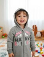 Jaqueta Básica Bebê Em Moletom Cinza 12m
