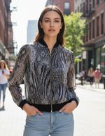 Jaqueta Em Poliéster Index Denim  Cinza P