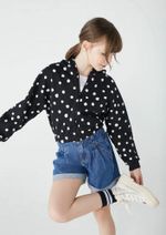 Jaqueta Cropped Infantil Menina Em Moletom Peluciado Poá