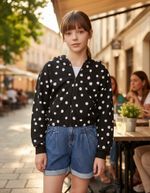 Jaqueta Cropped Infantil Menina Em Moletom Peluciado Poá