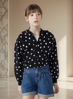 Jaqueta Cropped Infantil Menina Em Moletom Peluciado Poá