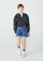 Jaqueta Cropped Infantil Menina Em Moletom Peluciado Poá