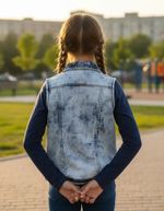 Colete Jeans Infantil Menina Azul-marinho - Tamanho 6 anos