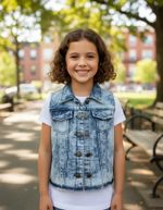 Colete Jeans Infantil Menina Azul-marinho - Tamanho 6 anos