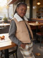 Colete Infantil Menina Puffer Com Bolsos
