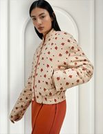 Jaqueta Feminina Puffer Estampada Em Nylon