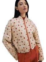 Jaqueta Feminina Puffer Estampada Em Nylon