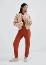 Jaqueta Feminina Puffer Estampada Em Nylon