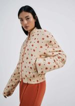Jaqueta Feminina Puffer Estampada Em Nylon